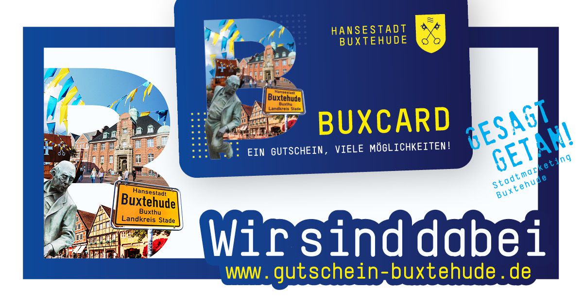 BUXCard Wir sind dabei, Aufkleber, Logo, rechteckig