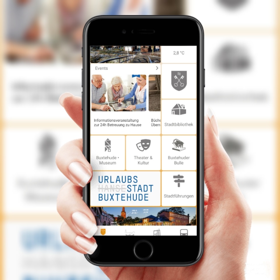 Buxtuell-App, Startseite am Handy